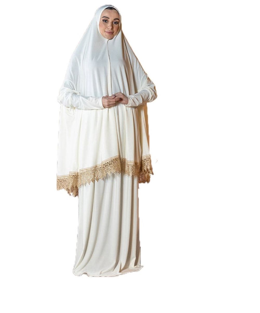 Women's Prayer Dress 2 Pieces Solid Color Plus Long Sleeve | One-Size | Hijab Abaya Suit