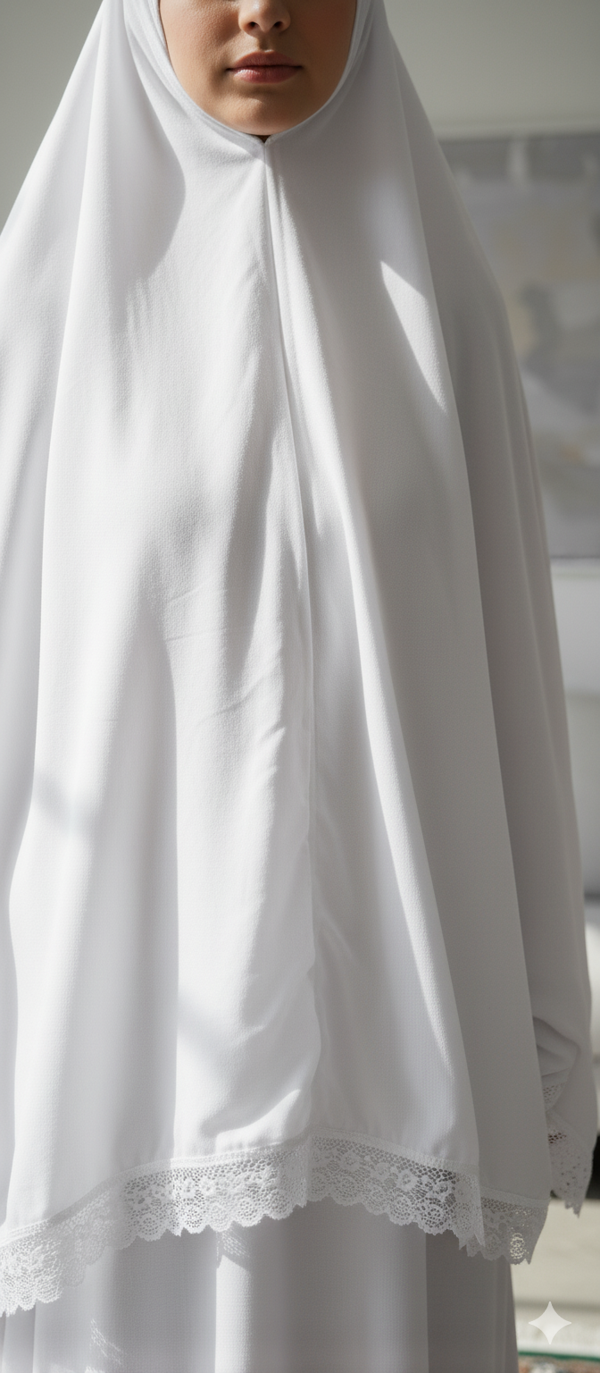 Women's Prayer Dress 2 Pieces (Without Sleeves) - Plain White