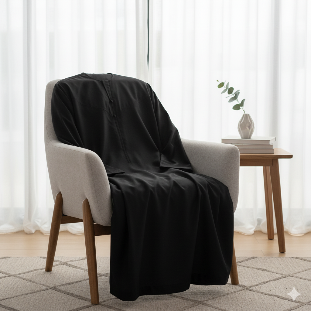 Omani/Emerati Dishdasha – Mens Omani/Emirati Style Thobe Classic - Full Length Long Sleeve Islamic Jubbah's - Black