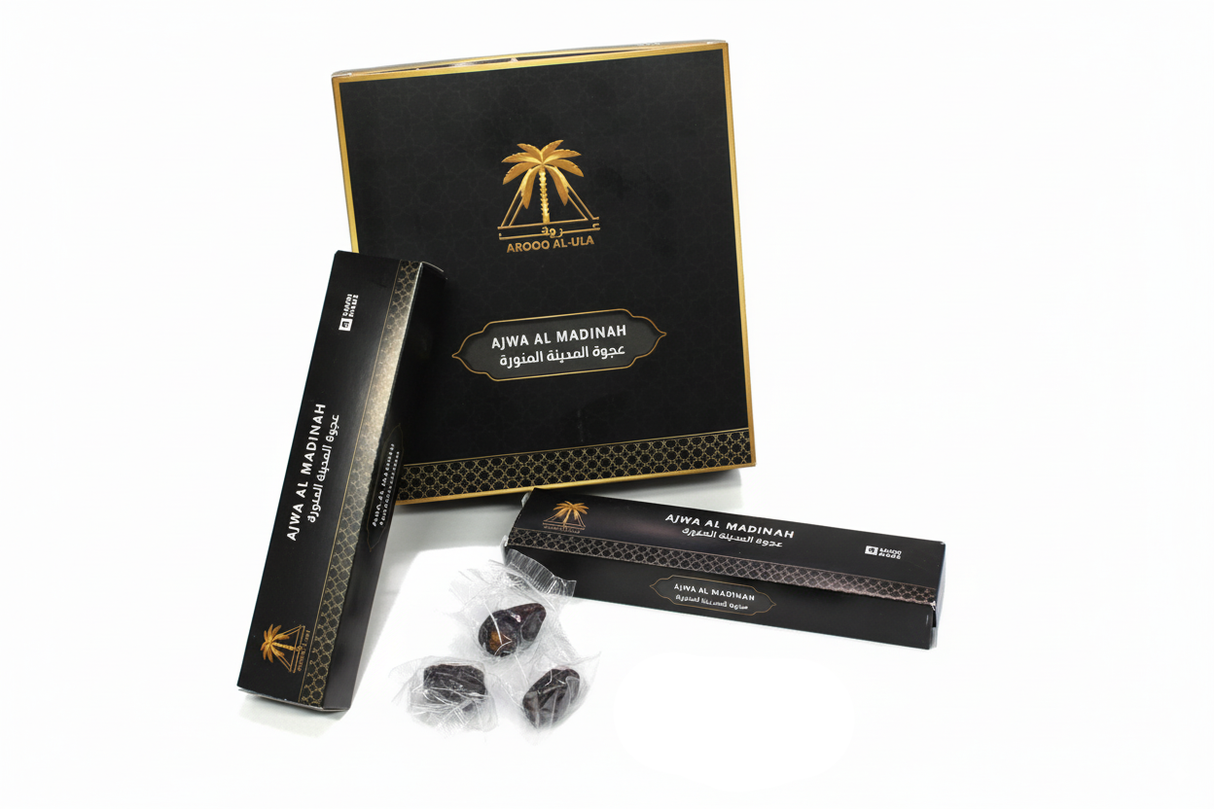 Al Madina Ajwa Dates – 12 Packs (7 Pieces Each) – Premium Quality from Madina Saudi Arabia