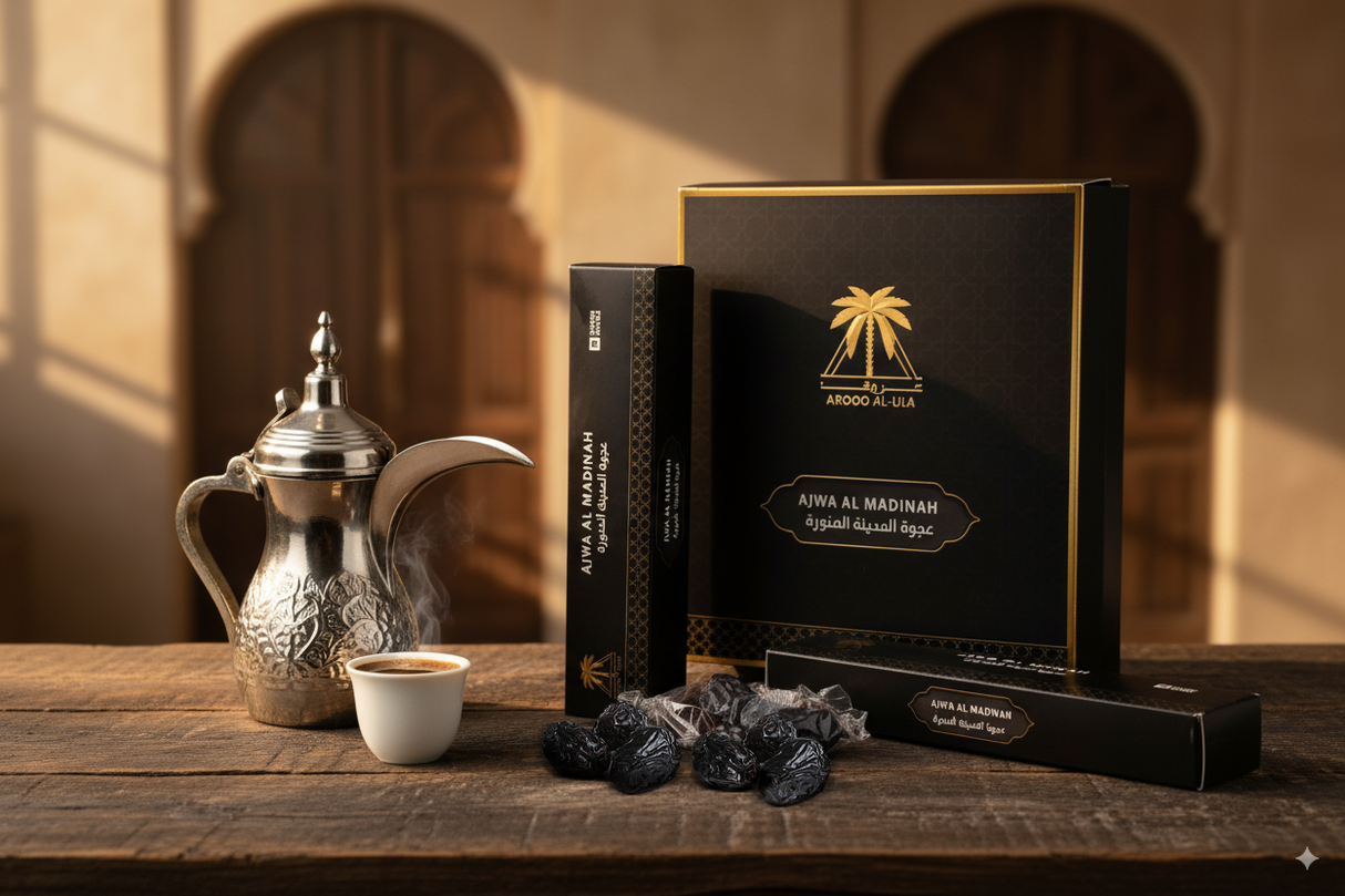 Al Madina Ajwa Dates – 12 Packs (7 Pieces Each) – Premium Quality from Madina Saudi Arabia