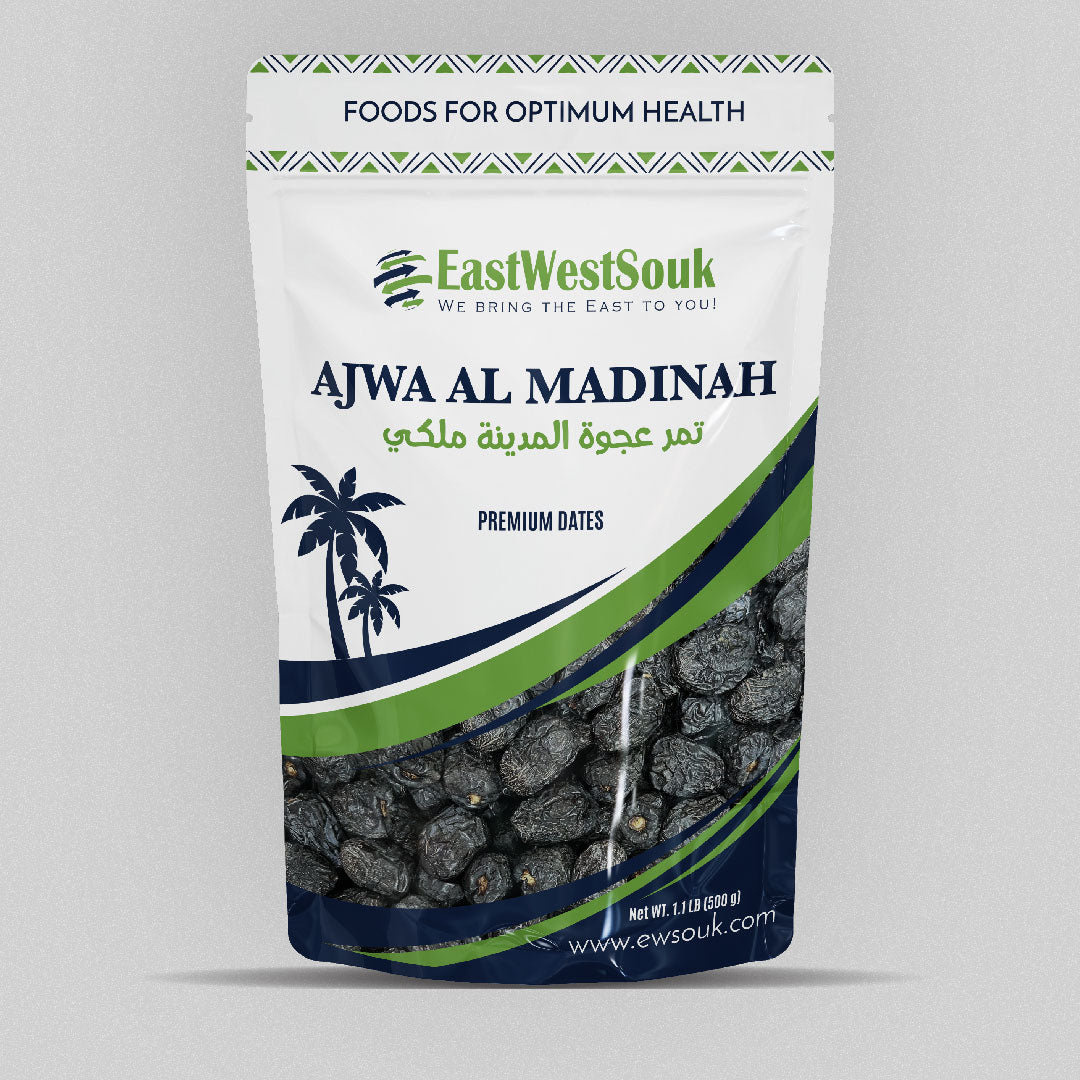 Al Madina Ajwa Dates - Premium Quality (Latest Crop!) - 1.1lb (500g) - Fiber-Rich Snack Dry Fruit