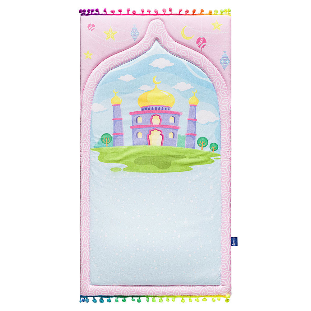 Dreamy kids prayer mat with foam padding and colorful design