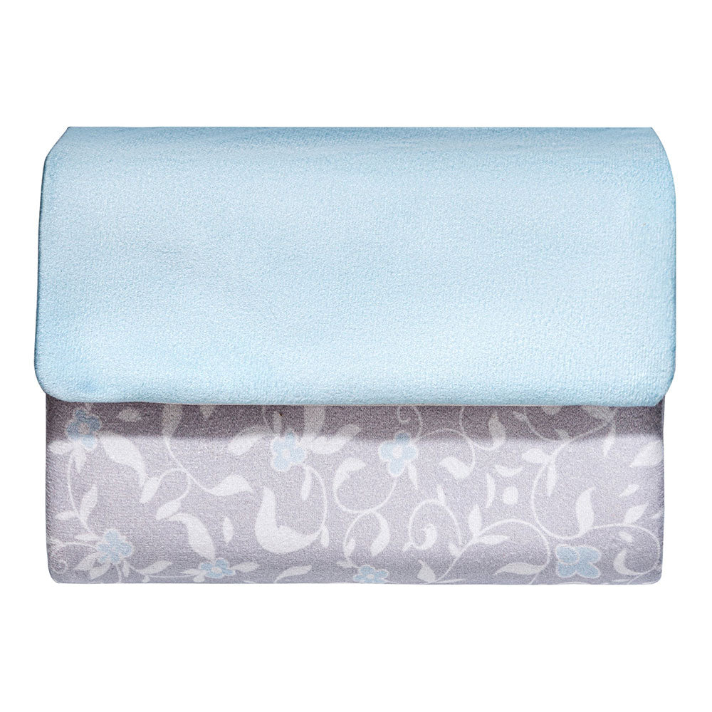 Sky blue floral velvet portable Sejadah folded in compact form