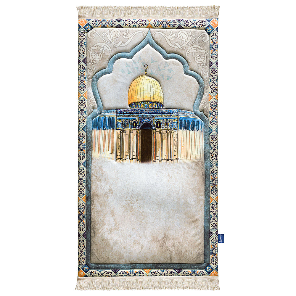 Dome of the Rock premium prayer mat with velvety fabric and foam padding