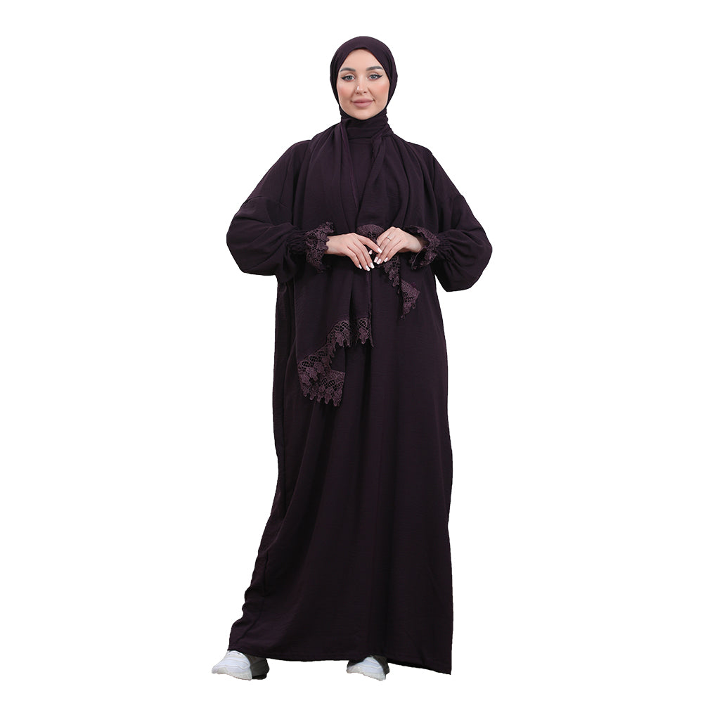 Elegant One-Piece Abaya and Prayer Dress Crepe Solid Color | Lightweight and Comfortable | Hijab Abaya Suit