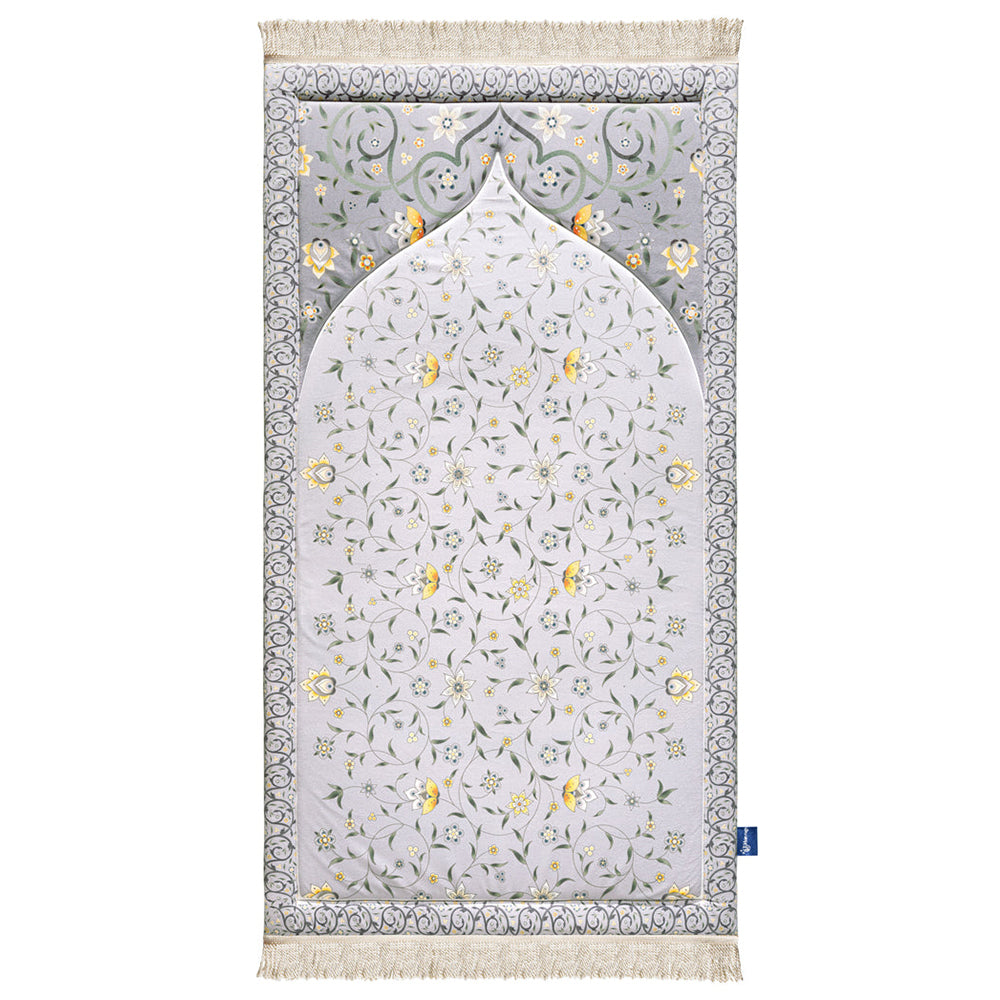 Yellow Lotus premium prayer mat with velvety fabric and foam padding