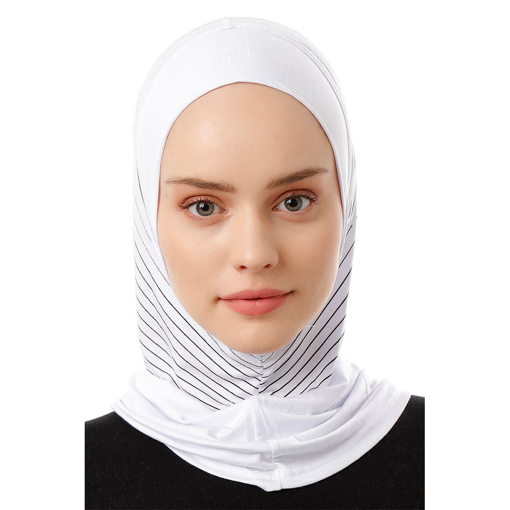 Striped Sports Beret - Ecardin: The Perfect Turkish Amira Hijab