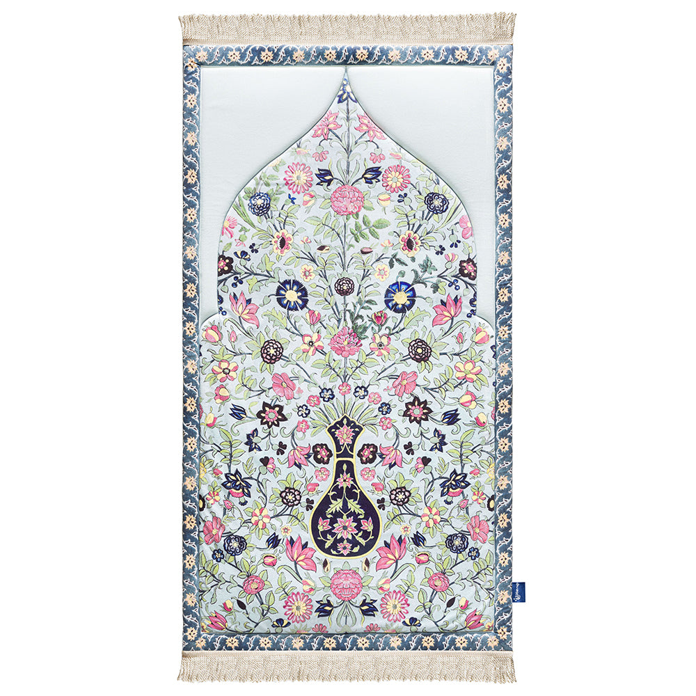 Spring Flowers premium prayer mat with velvety fabric and foam padding