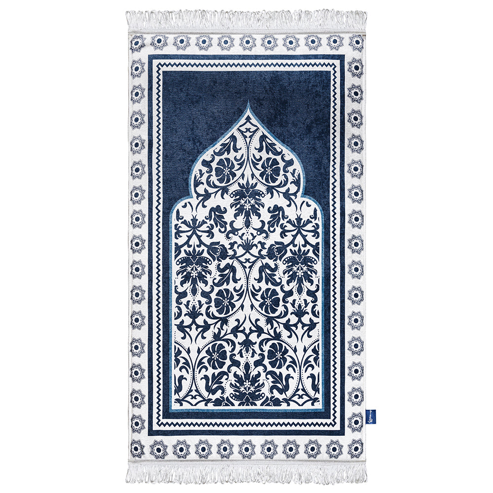 Florish Blue original prayer mat with chenille fabric and foam padding