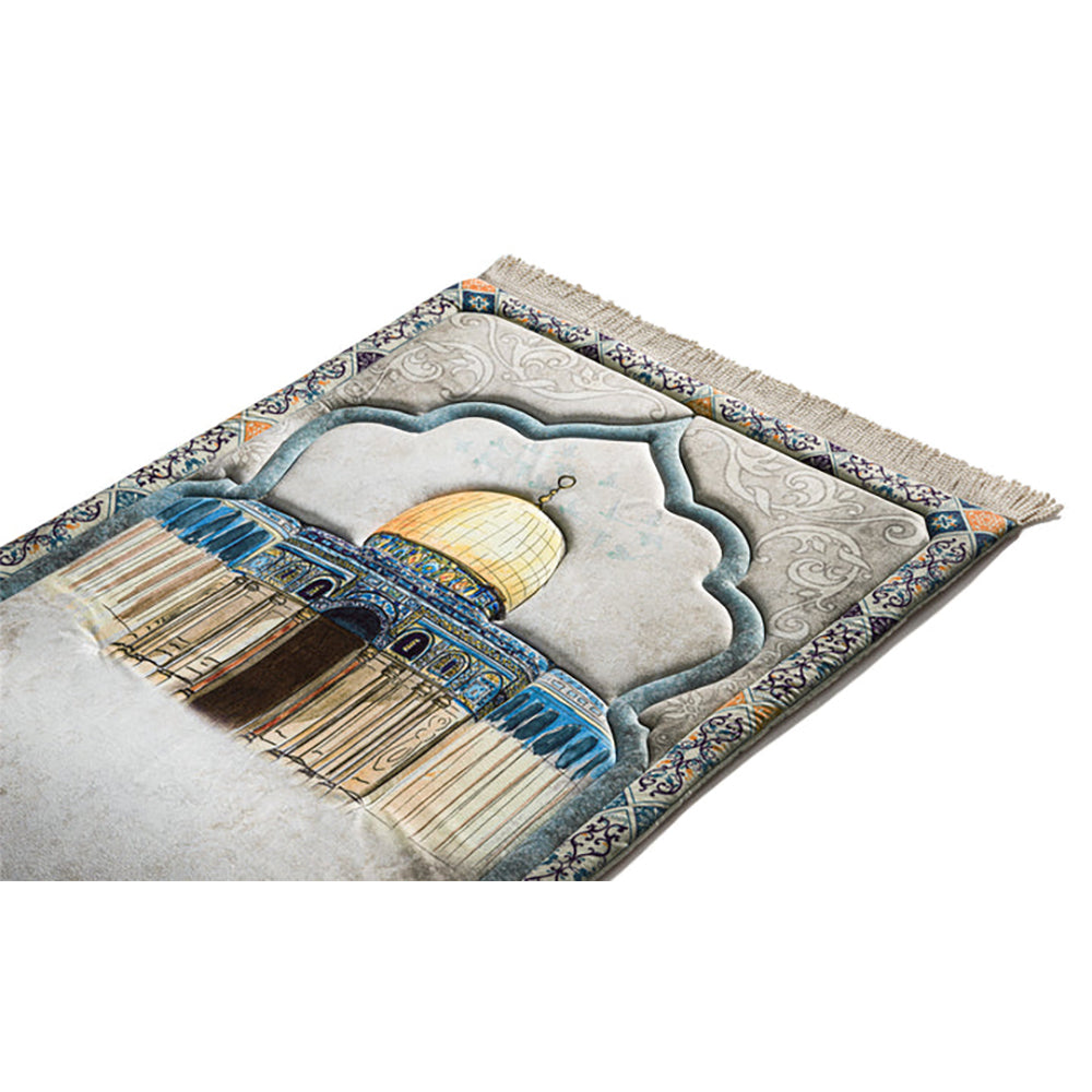 Durable Islamic prayer mat with spiritual Dome of the Rock patterns