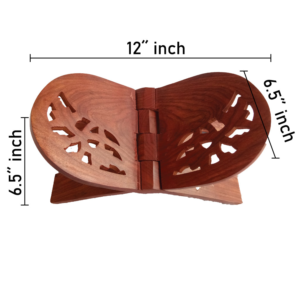 Beautiful Handmade Hardwood Quran Holder - Foldable Book Rest Traditional Living Room Home Decor Accents (13" x 7") - Small size