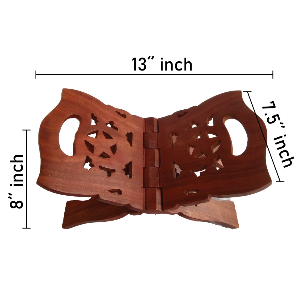 Beautiful Handmade Hardwood Quran Holder - Foldable Book Rest Traditional Living Room Home Decor Accents (15" x 8") - Medium size