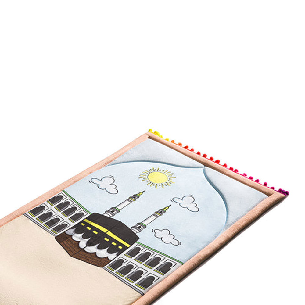 Islamic prayer rug for kids – Mecca-inspired engraved patterns