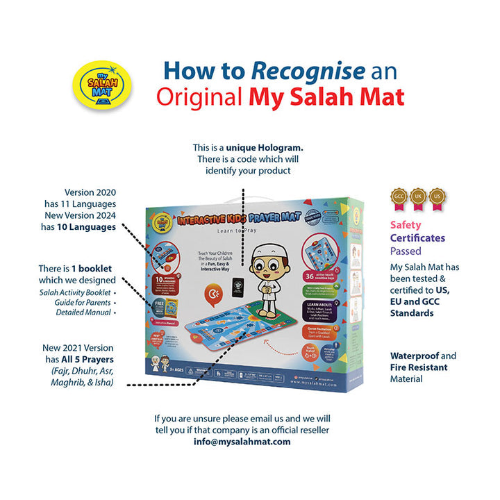 My Salah Mat for Kids – Smart Interactive Prayer Mat for Learning Salah, Surah, Wudu & Duas, 10 Languages, 25 Touch Keys (Blue)