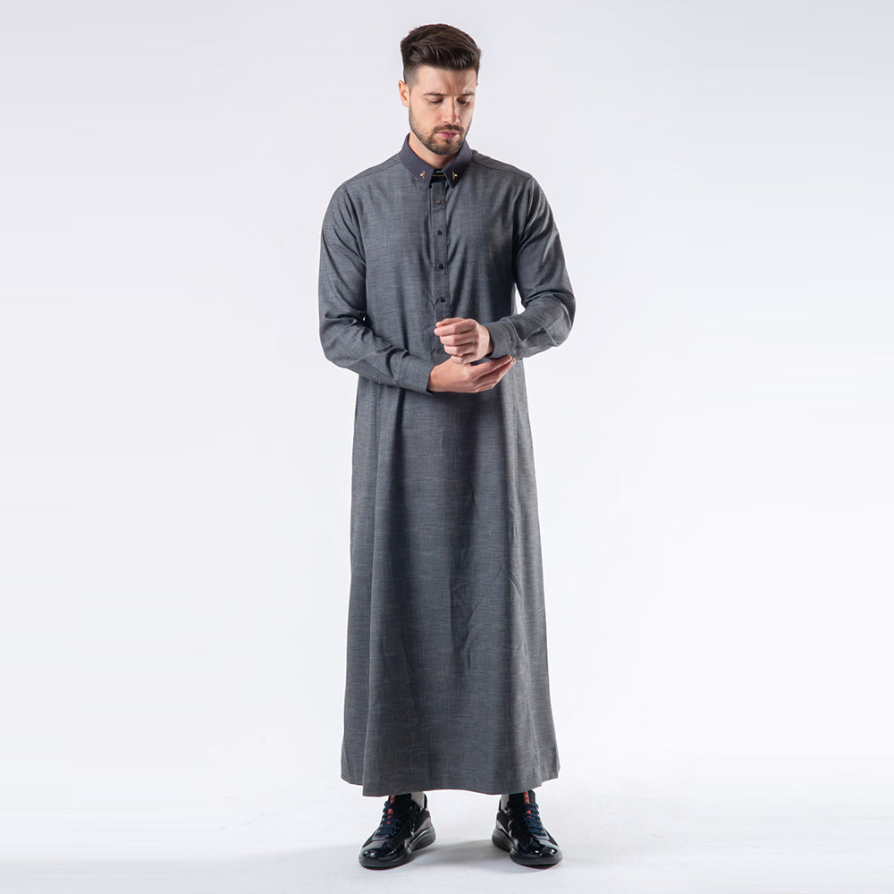 Lawung 2024 Smart Thobe - Premium Suit Fabric - Gray AAR2403