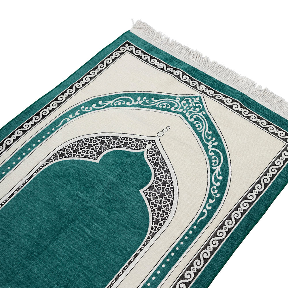 Premium Velvet Prayer Rug – Elegant Islamic Design with Multiple Color Options