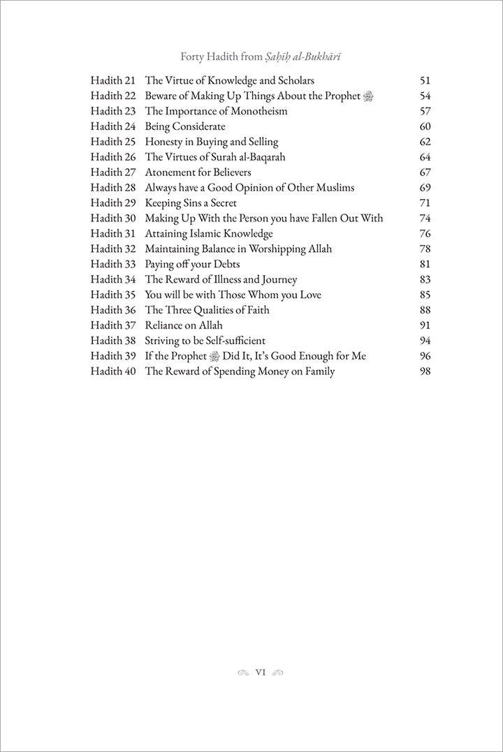 40 Hadith from Sahih al Bukhari