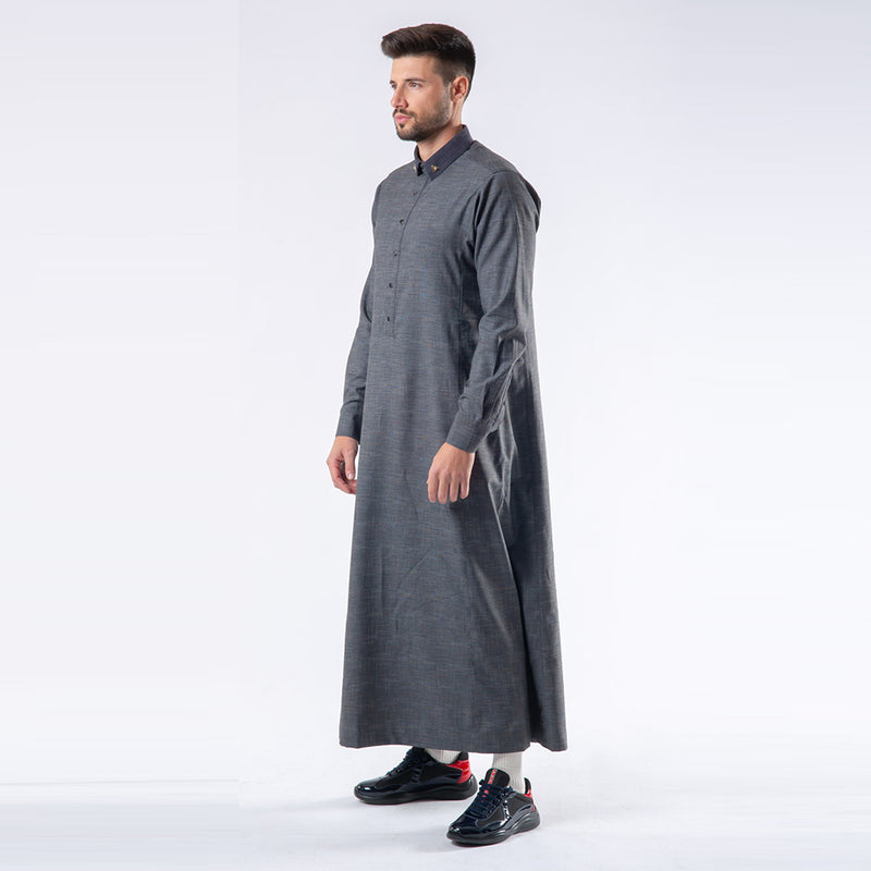 Lawung 2024 Smart Thobe - Premium Suit Fabric - Gray AAR2403
