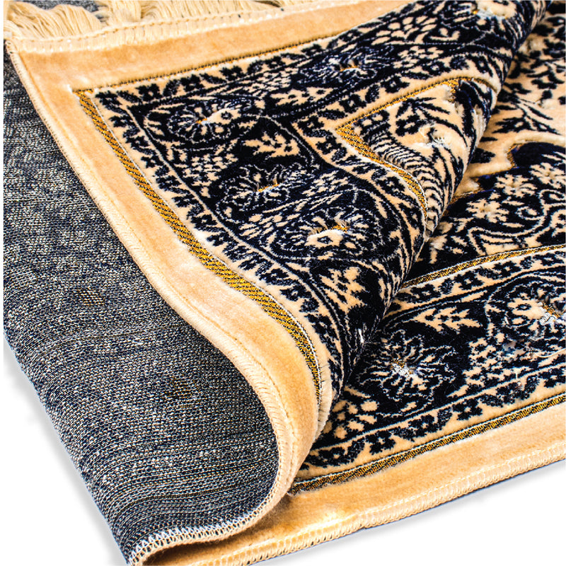 Islamic Prayer Rug Velvet - Muslim Janamaz Sajada - Thick Turkish Prayer Mat Carpet for Men Women -  Great Ramadan Gift - Floral Rose