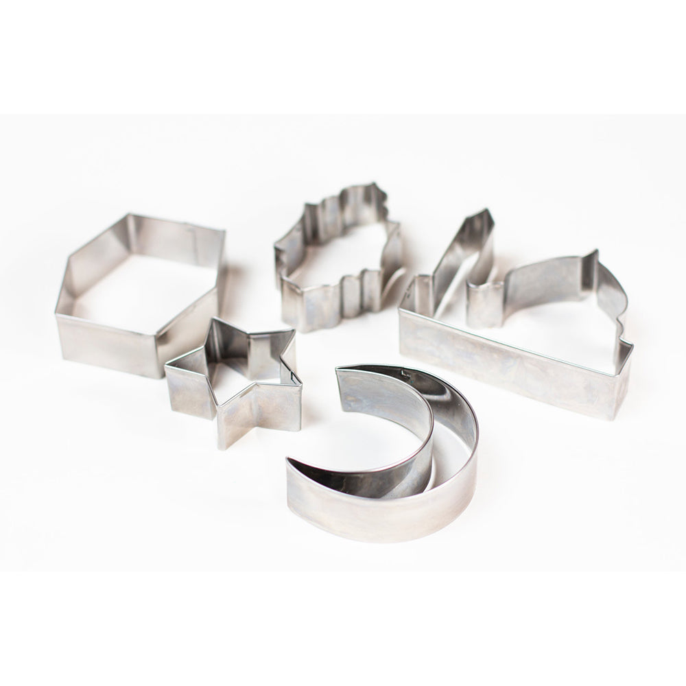 Islamic Cookie Cutter Set of Stainless Steel Shapes Including Mosque Moon Lantern Star and Kabah Perfect for Cookies Pancakes Fruit Cutting