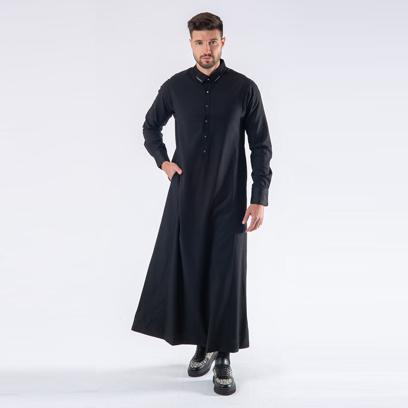 Lawung 2024 Smart Thobe - Premium Suit Fabric - Black AAR2404
