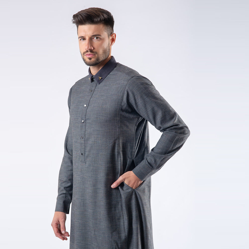 Lawung 2024 Smart Thobe - Premium Suit Fabric - Gray AAR2403