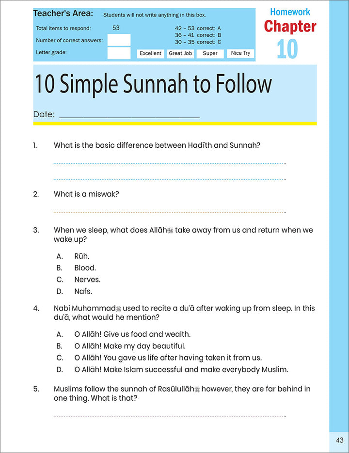 The Message of Islam Workbook: Level 3