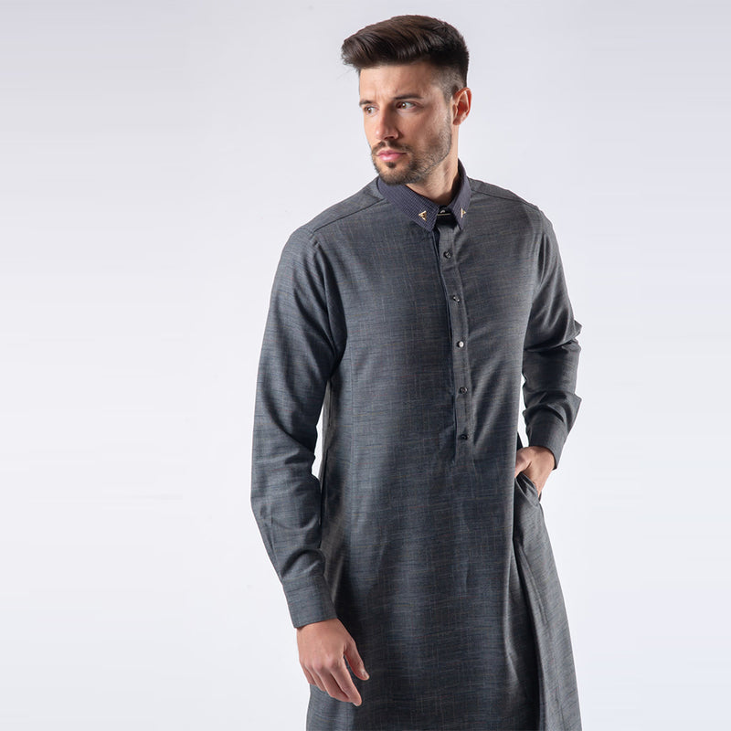Lawung 2024 Smart Thobe - Premium Suit Fabric - Gray AAR2403