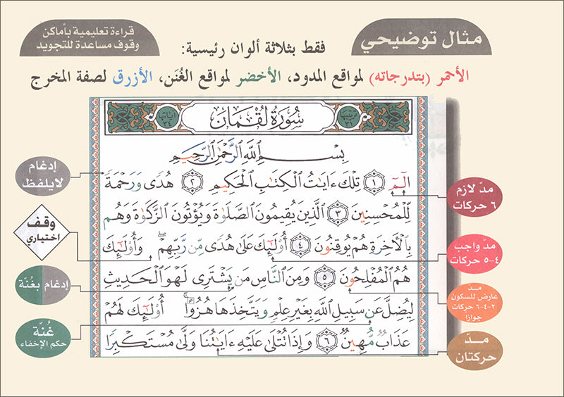 Tajweed Qur'an (Whole Qur'an, 30 Individual Parts, Landscape Pages in Leather Case - Small Size (3.2"x4.8")) مصحف التجويد