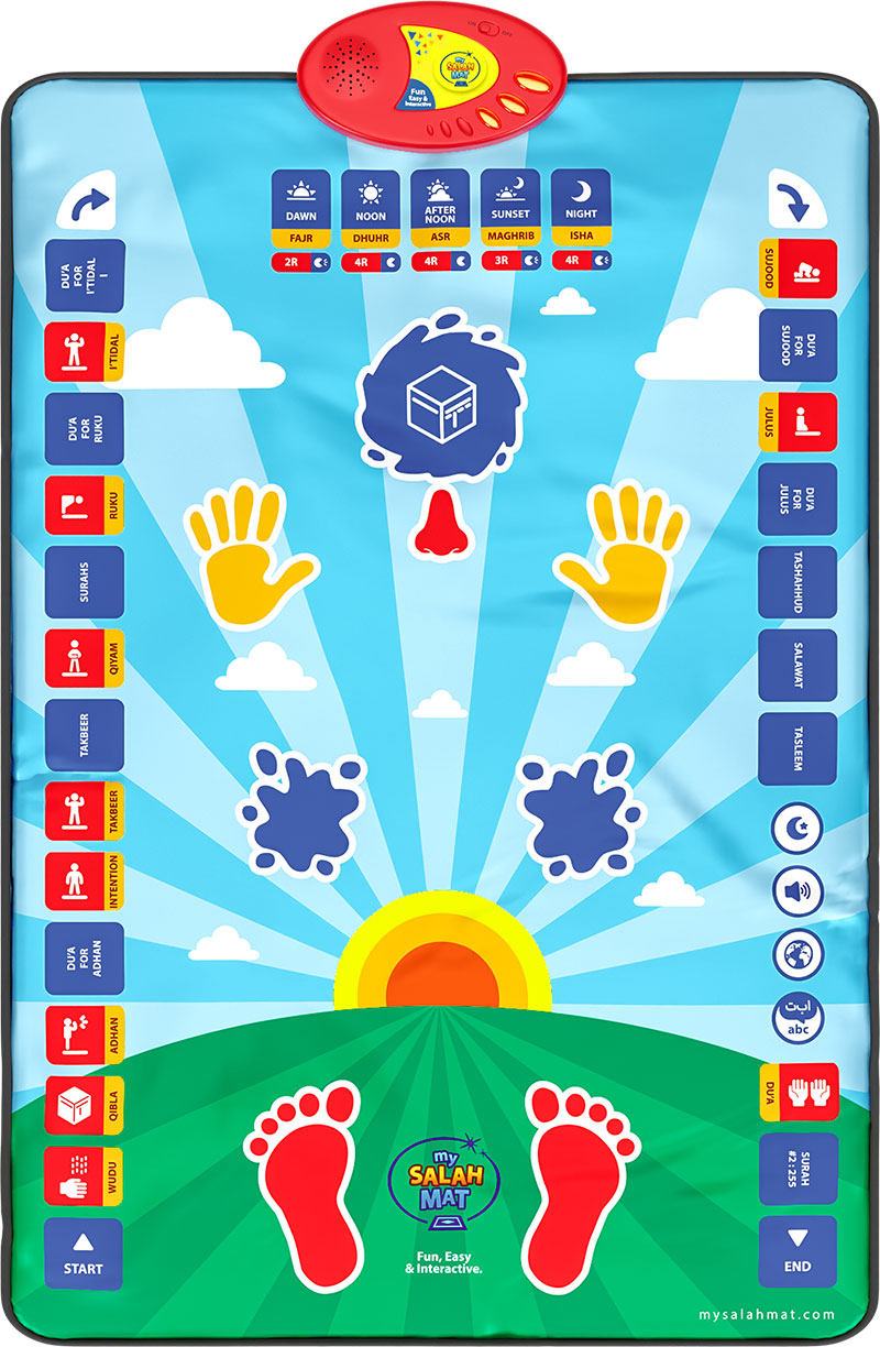 My Salah Mat for Kids - Smart interactive Prayer Mat for learning Salah, Surah, Wudu and Duas - Islamic prayer mat with 10 languages, Salah Translation, 25 Touch Keys and padded mat for Kids 3+ (Blue) (Returned: Like New)