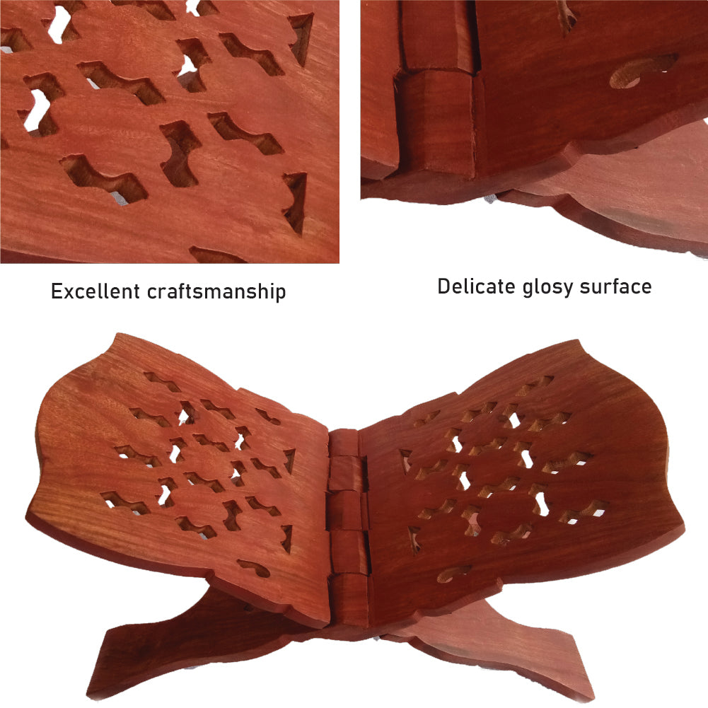 Beautiful Handmade Hardwood Quran Holder - Foldable Book Rest Traditional Living Room Home Decor Accents (18" x 9") - Large size
