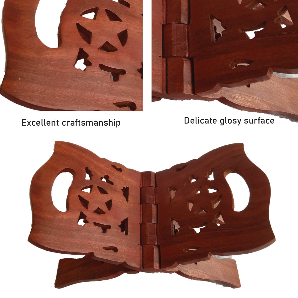 Beautiful Handmade Hardwood Quran Holder - Foldable Book Rest Traditional Living Room Home Decor Accents (15" x 8") - Medium size