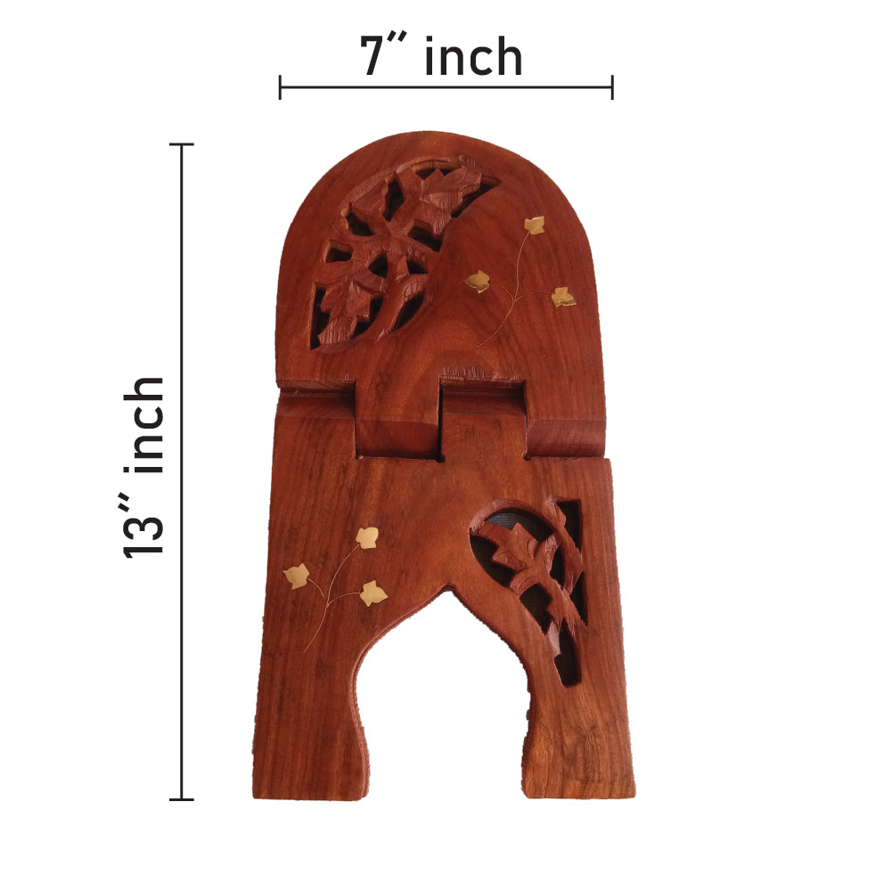 Beautiful Handmade Hardwood Quran Holder - Foldable Book Rest Traditional Living Room Home Decor Accents (13" x 7") - Small size