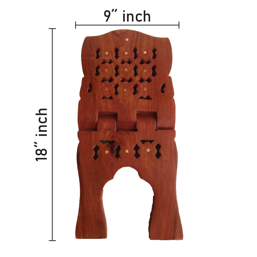 Beautiful Handmade Hardwood Quran Holder - Foldable Book Rest Traditional Living Room Home Decor Accents (18" x 9") - Large size
