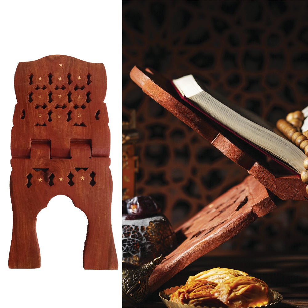 Beautiful Handmade Hardwood Quran Holder - Foldable Book Rest Traditional Living Room Home Decor Accents (18" x 9") - Large size