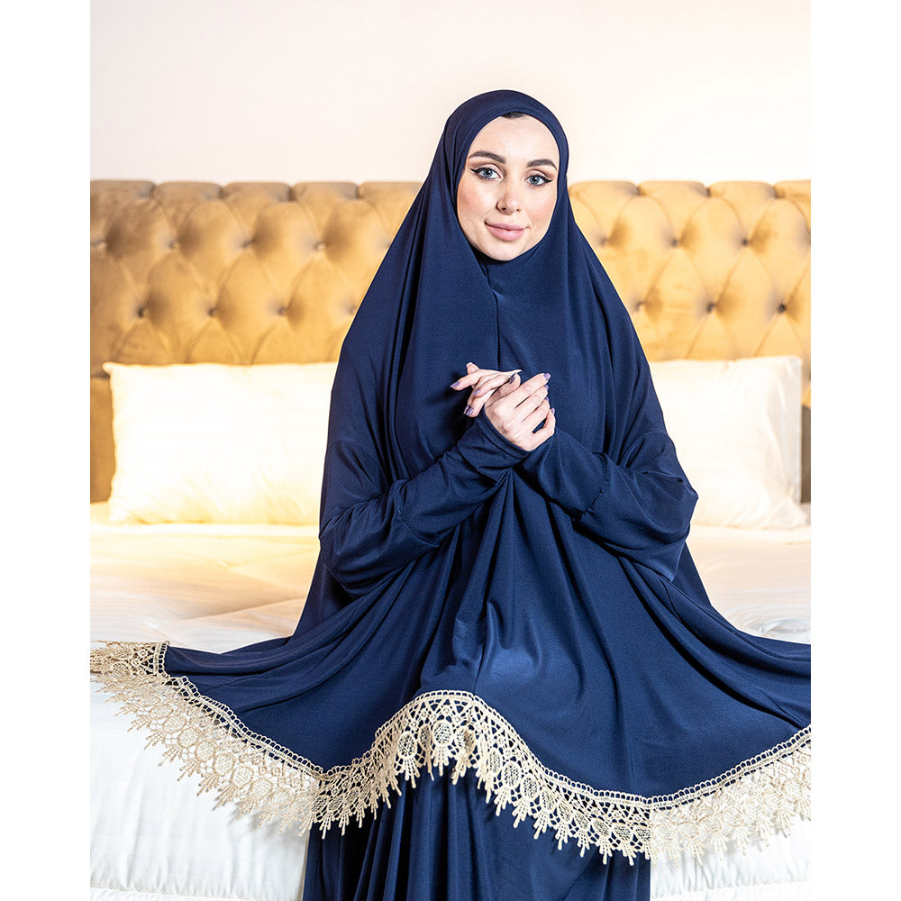 Women's Prayer Dress 2 Pieces Solid Color Plus Long Sleeve | One-Size | Hijab Abaya Suit