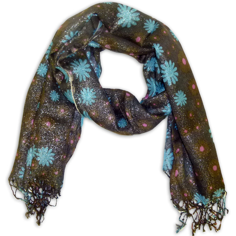 Women's Fancy Floral Printed Scarf Wrap Shawl with Fringes