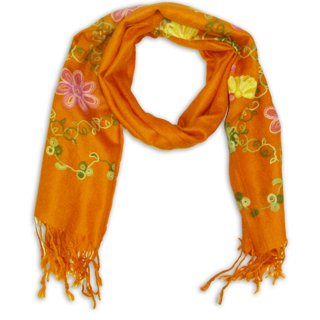 Women's Pashmina Embroidery Scarf Wrap Shawl with Fringes