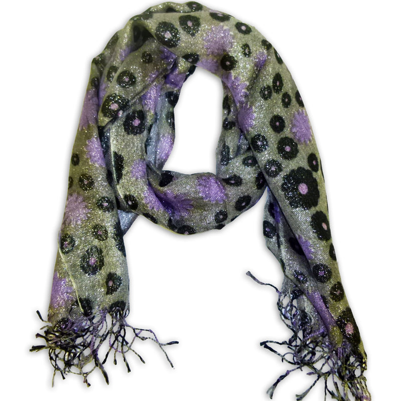 Women's Fancy Floral Printed Scarf Wrap Shawl with Fringes