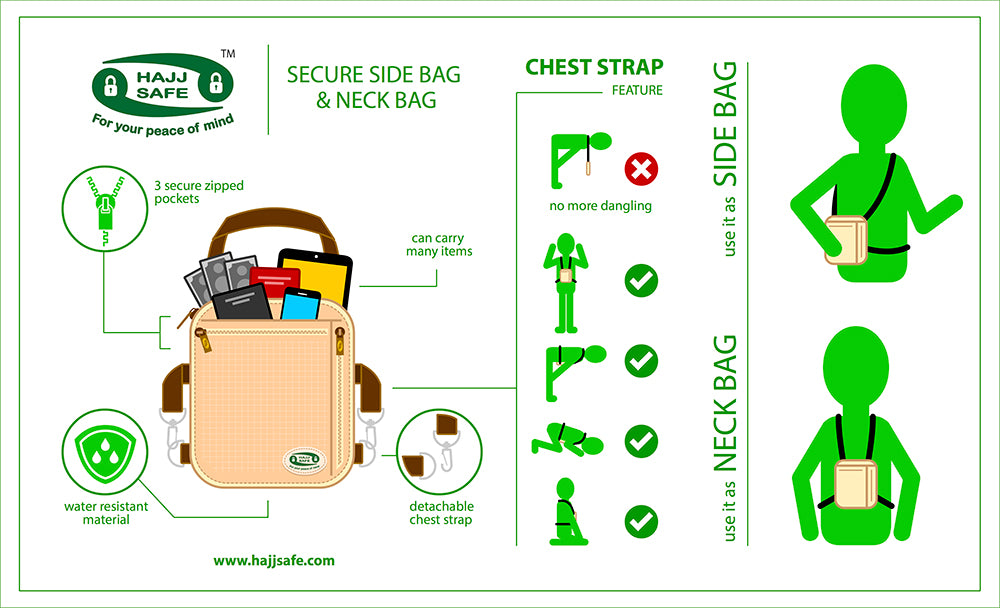 Hajj & Umrah Secure Side Bag and Neck Bag