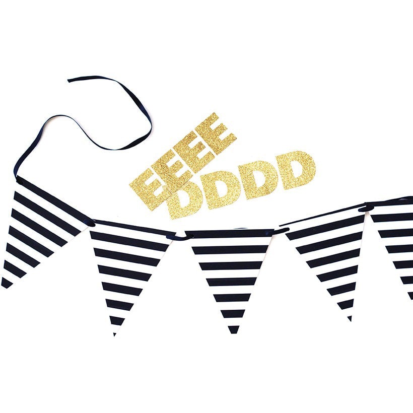 Shine On Black & White Stripe Banner