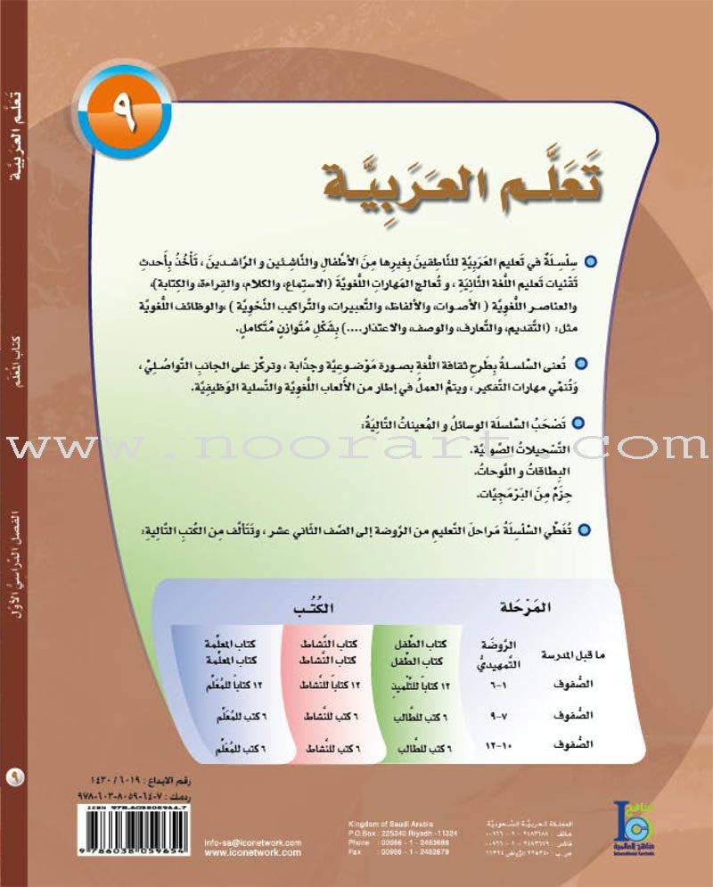 ICO Learn Arabic Teacher Guide: Level 9, Part 1 تعلم العربية