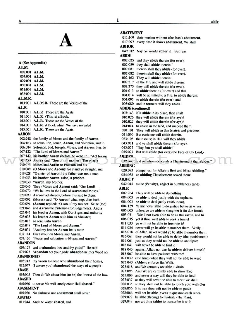 An Exhaustive Concordance of the Meaning of the Qur'an