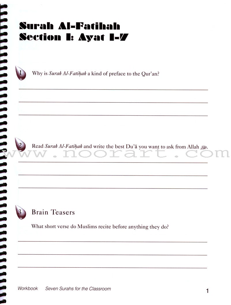 Seven Surahs for the Classroom Workbook (Junior Level)