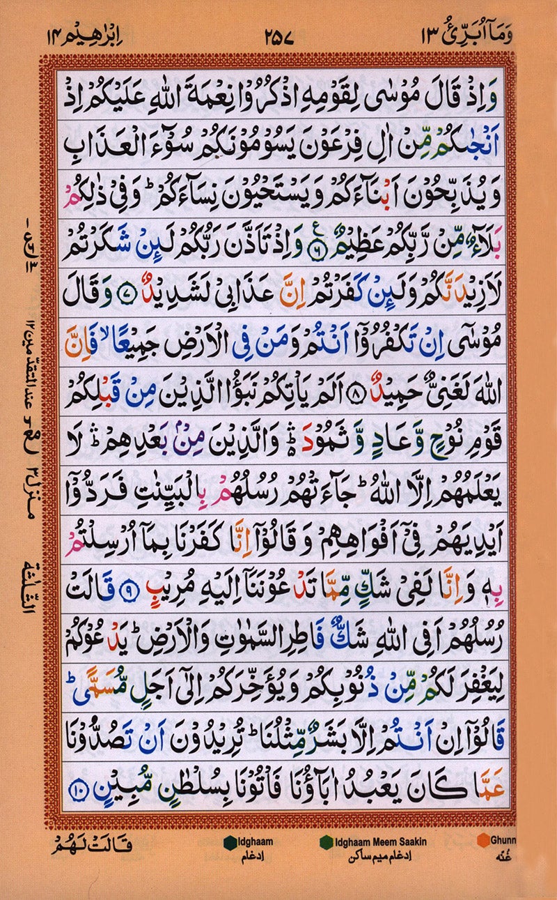 Holy Qur'an with Color Coded Tajweed Rules (Hafzi, Medium Size,15 Lines)