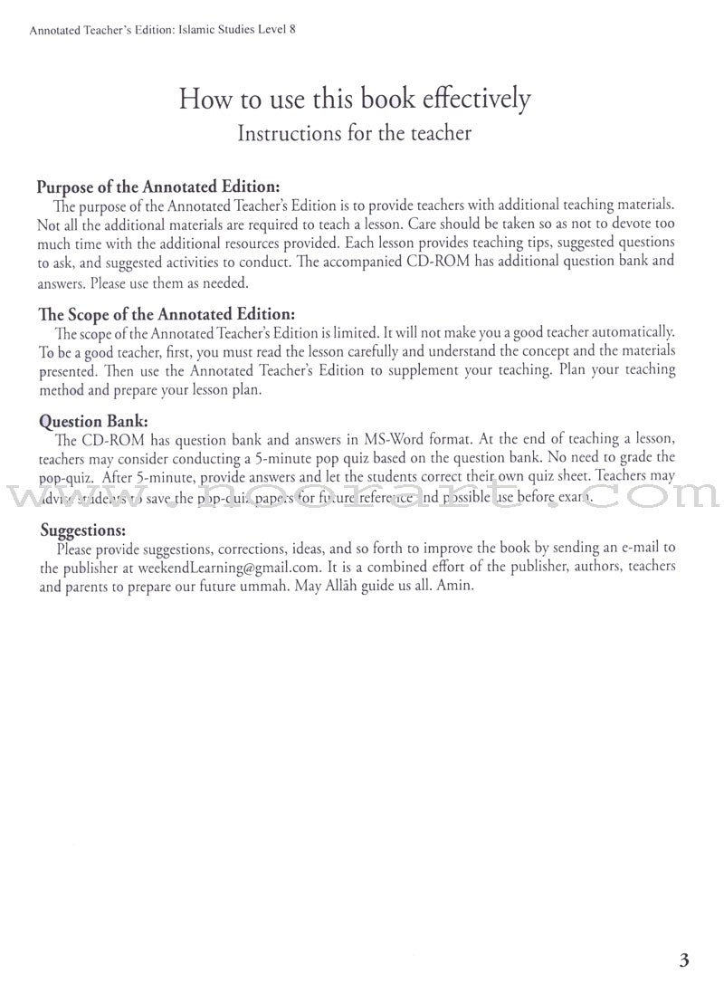 Weekend Learning Islamic Studies: Teacher Guide Level 8 (With USB)