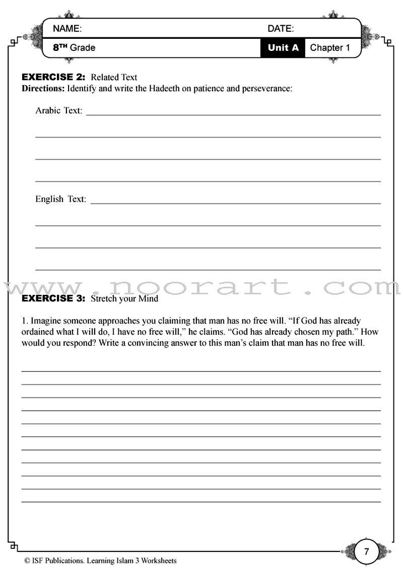 Learning Islam Worksheets: Level 3 (8th Grade)