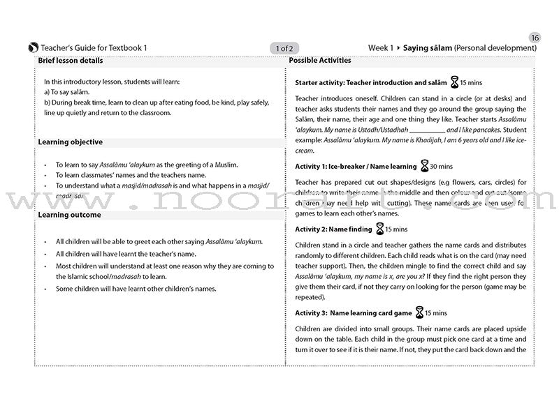 Safar Teacher's Guide for Islamic Studies: Level 1