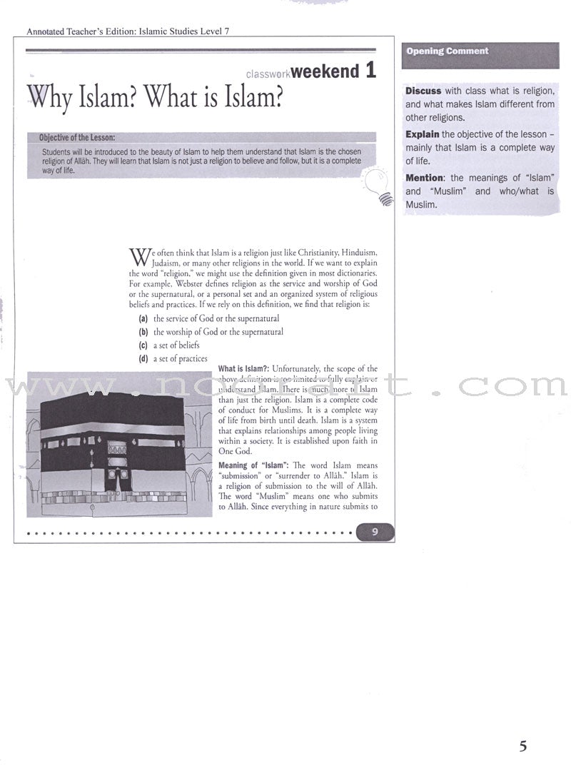 Weekend Learning Islamic Studies: Teacher Guide Level 7 (With USB)